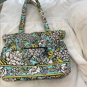 Cotton quilted tote bag, Vera Bradley Island Blooms pattern (retired)